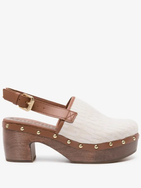 Moschino 75mm logo-print leather clogs