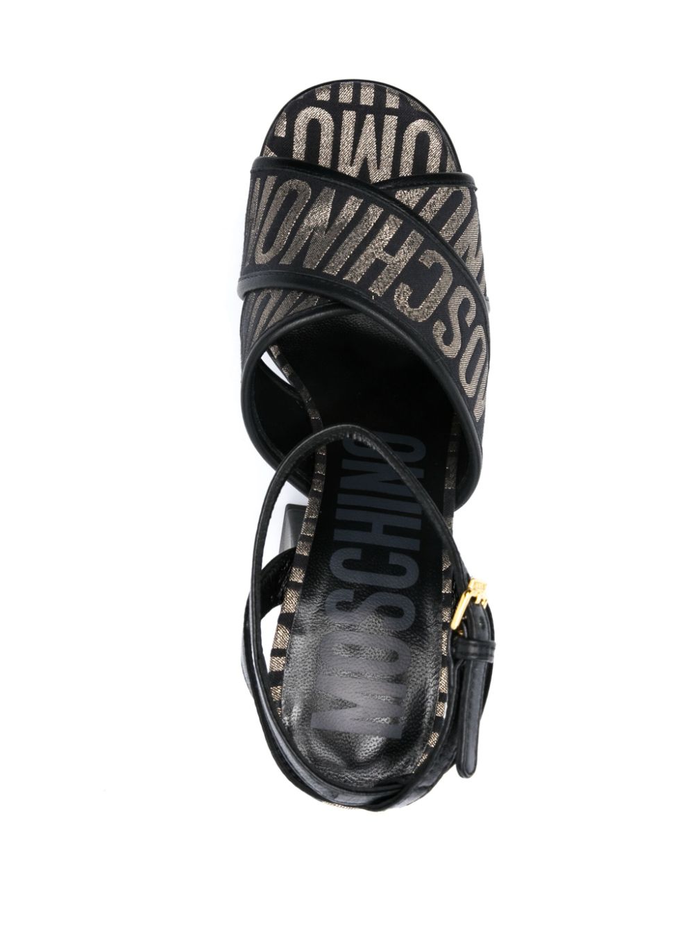 Shop Moschino Logo-jacquard 140mm Sandals In Black