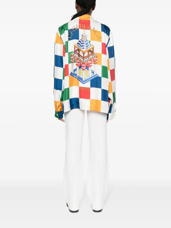 美品 CASABLANCA Primary Check シルクシャツ Casablanca シルクシャツ | グリーン | FARFETCH JP
