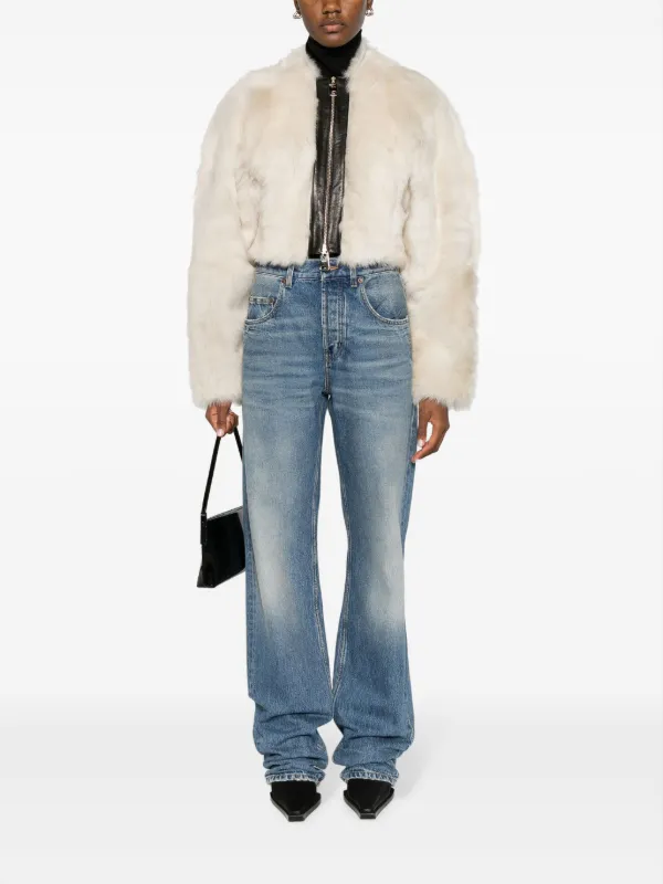 ★SAINT LAURENT★ハイ ウエスト ワイド レッグ ジーンズ Saint Laurent ハイウエスト ワイドジーンズ | ブルー | FARFETCH JP