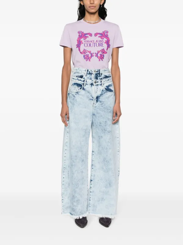 VERSACE JEANS ヴェルサーチ ロゴ Tシャツ パープル Size-M Versace Jeans Couture ロゴ Tシャツ | パープル | FARFETCH JP