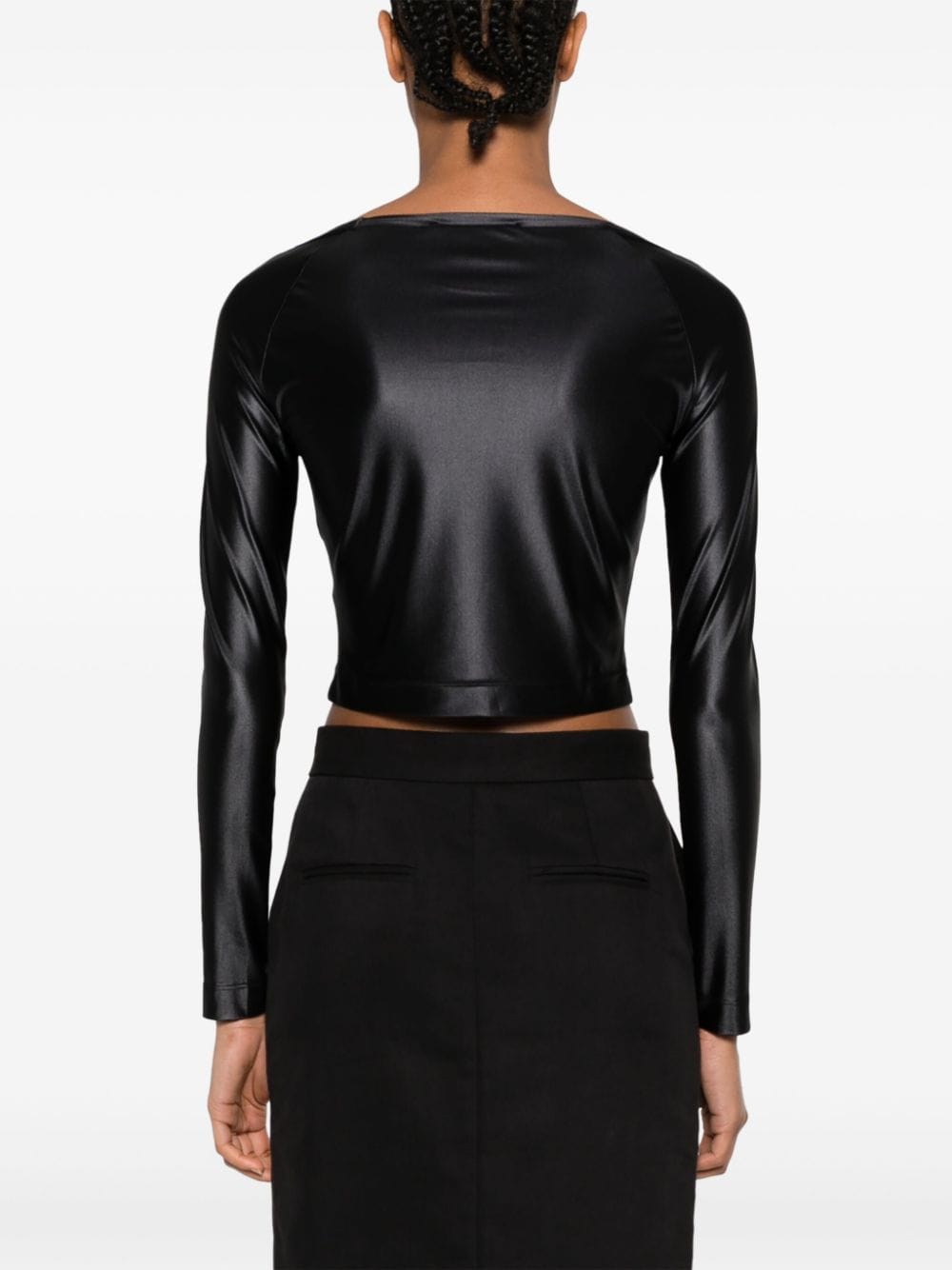 Shop Versace Jeans Couture Logo-plaque Jersey Crop Top In Black