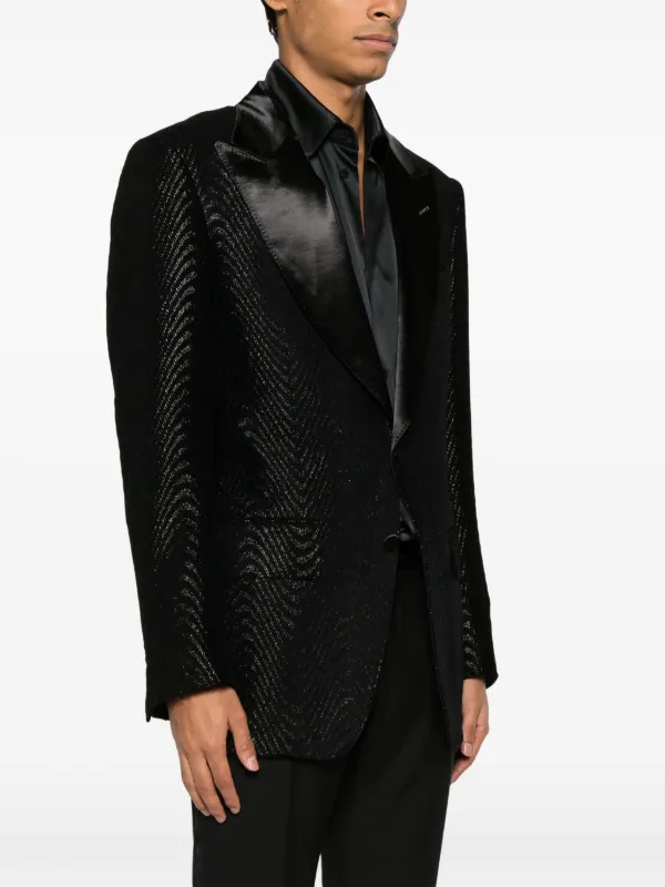 TOM FORD ショールカラージレ　ブラック TOM FORD Atticus Jacquard Blazer | Black | FARFETCH