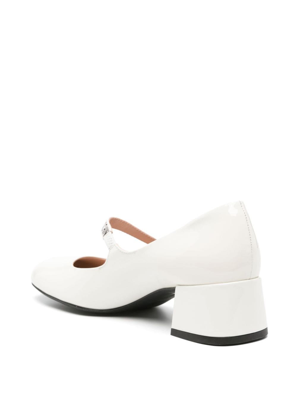 Shop Love Moschino 50mm Square-toe Leather Pumps In White
