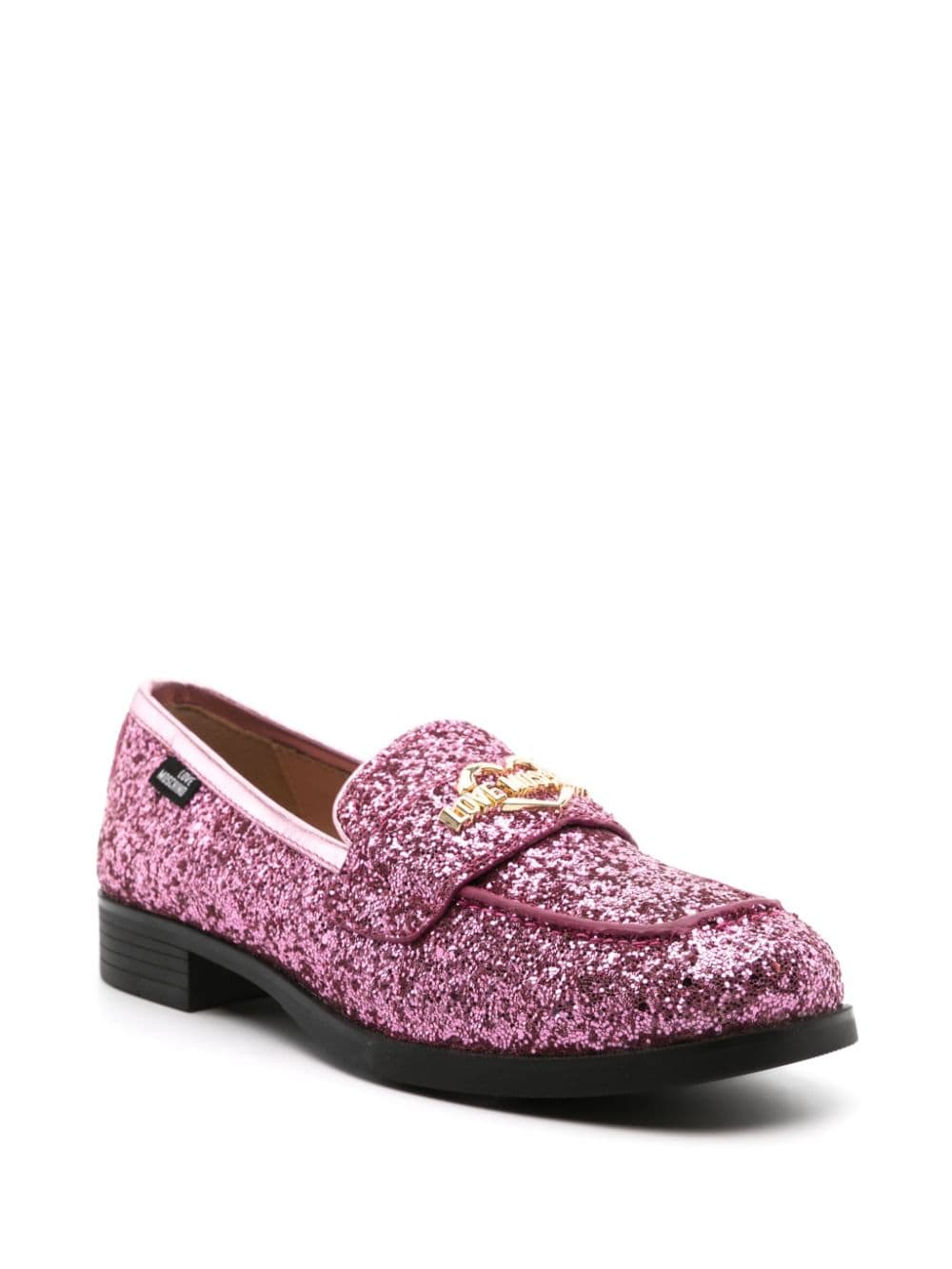 Image 2 of Love Moschino glitter-detail square-toe loafers