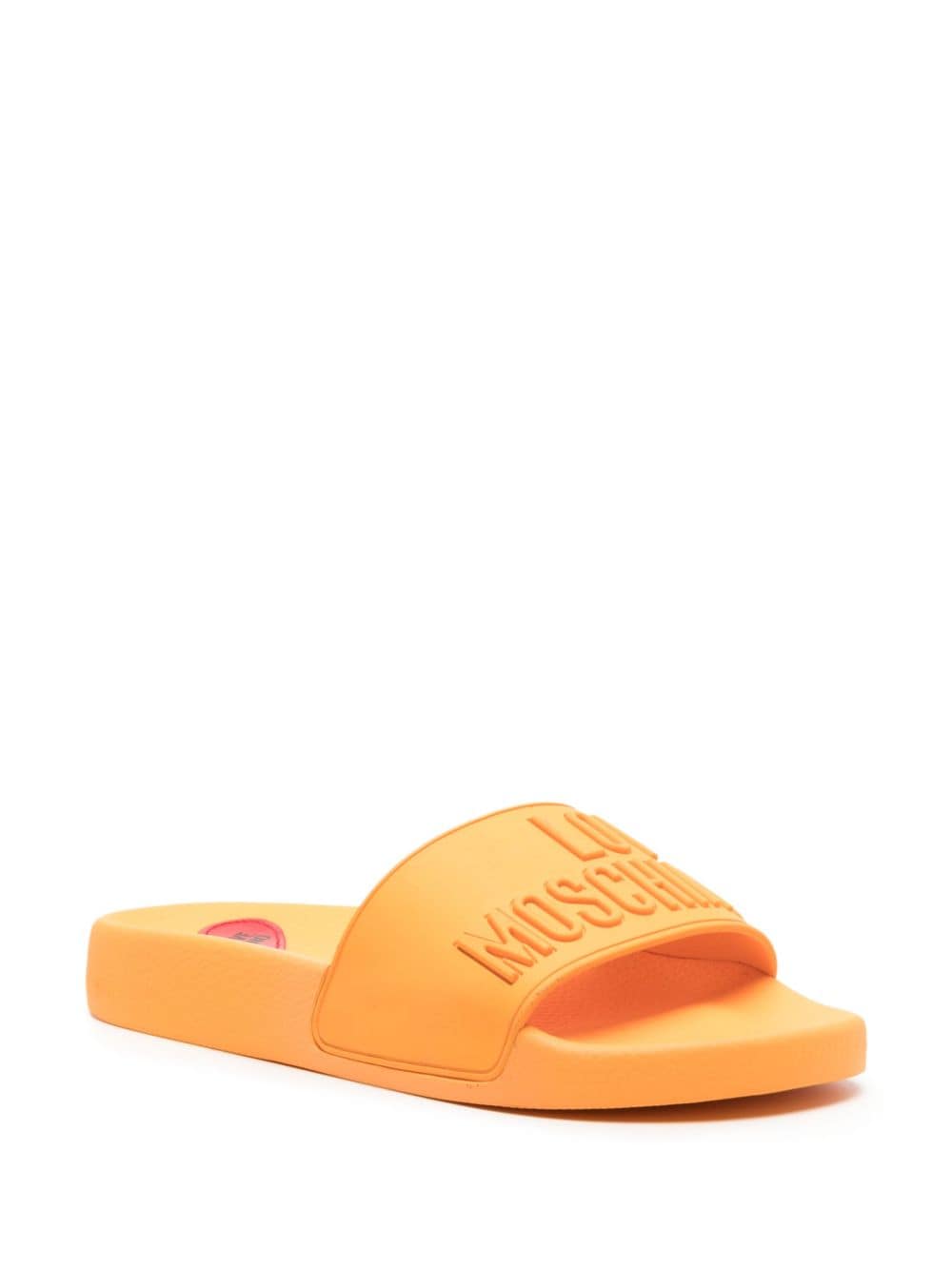 Shop Love Moschino Logo-embossed Slip-on Flip Flop In Orange