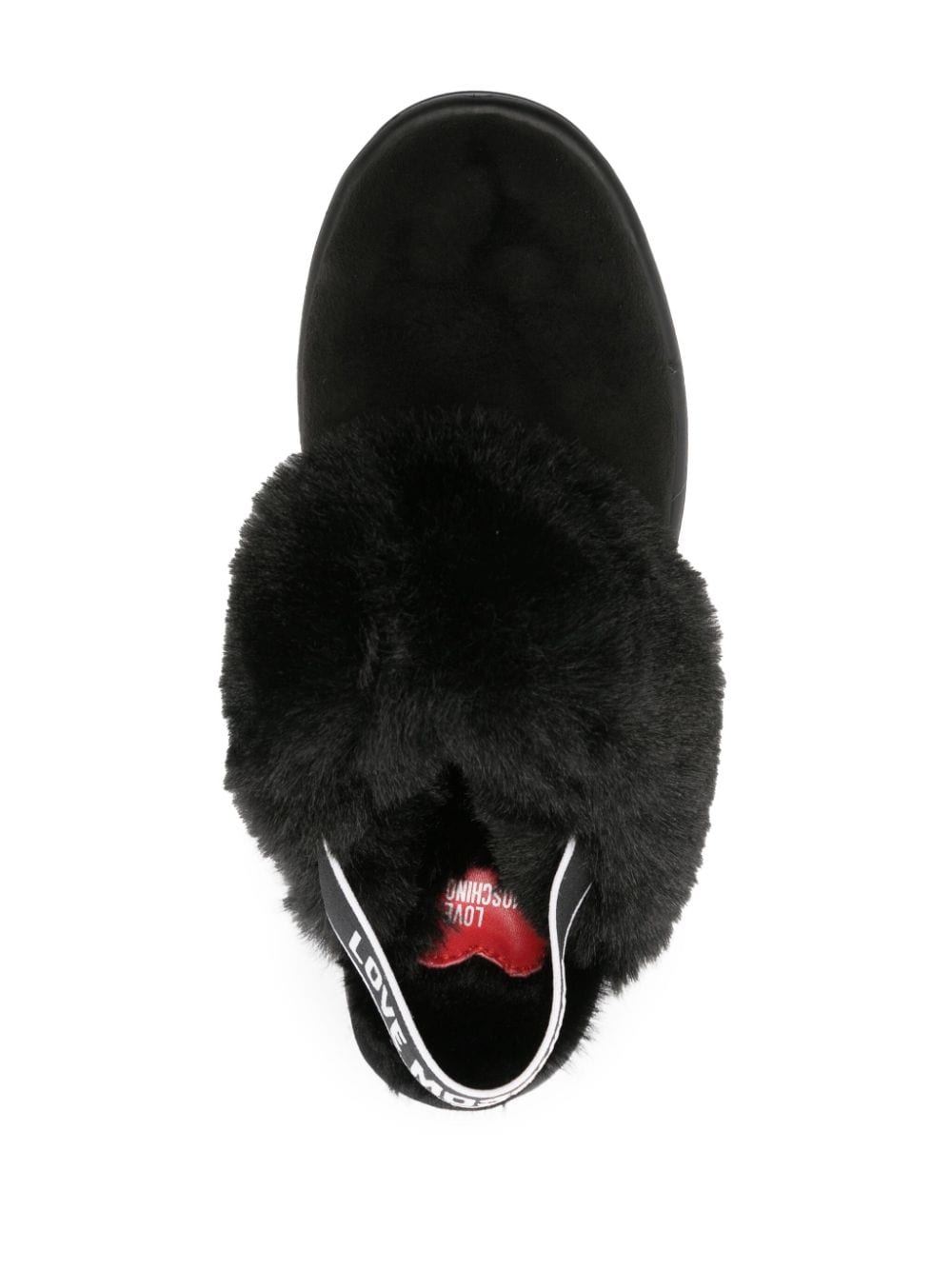 Shop Love Moschino Logo-print Suede Slippers In Black