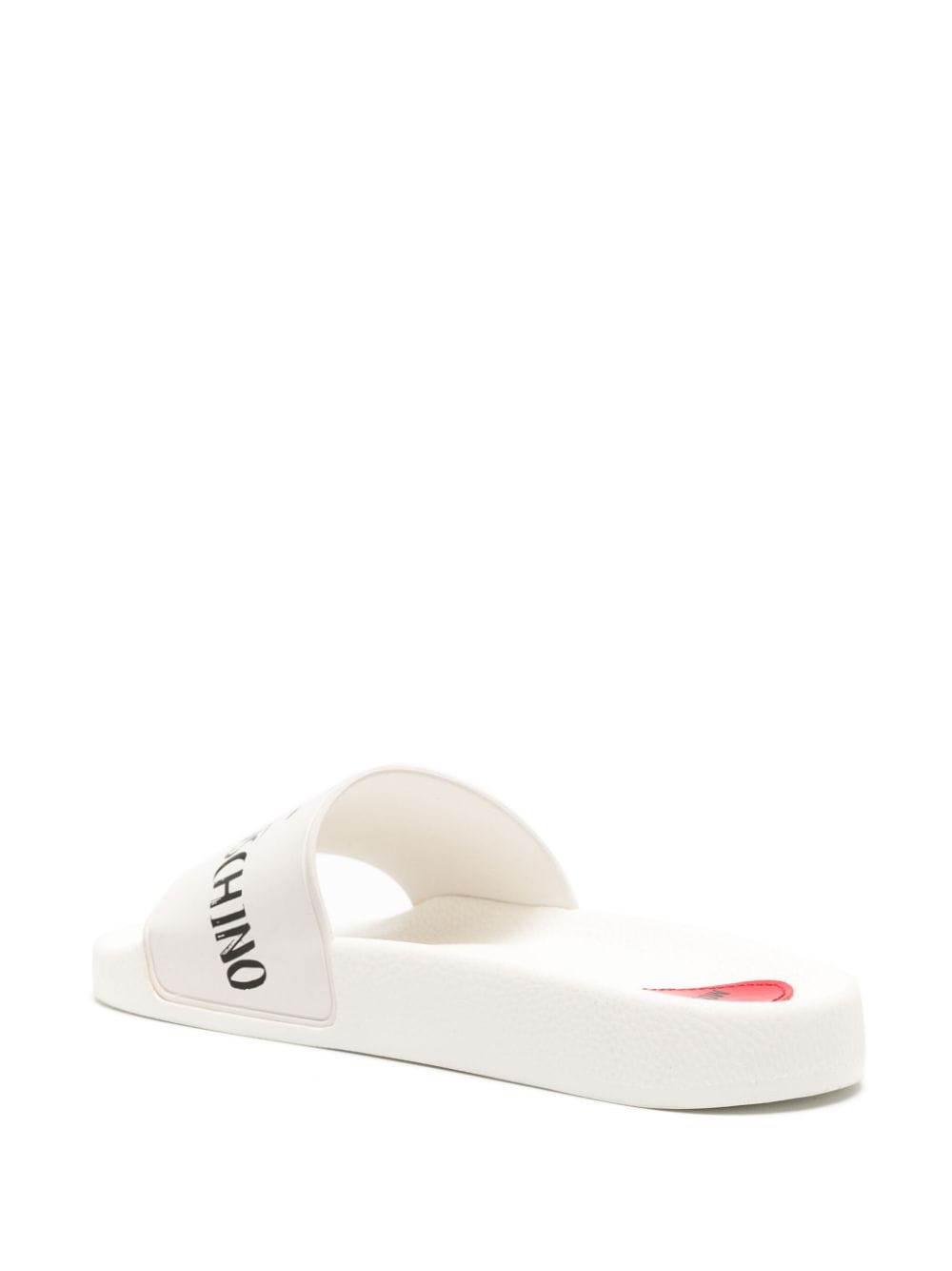 Shop Love Moschino Logo-print Pool Slides In White