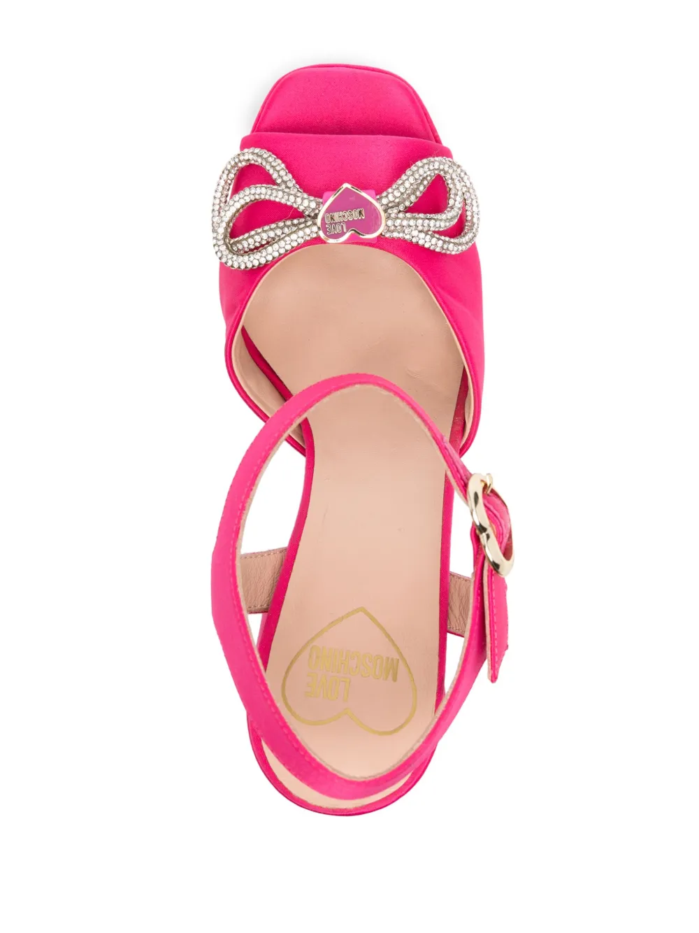 Shop Love Moschino 130mm Logo-plaque Bow Sandals In Pink