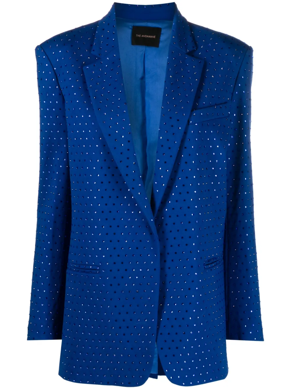 The Andamane Rhinestone-embellished Single-breasted Blazer In Blue