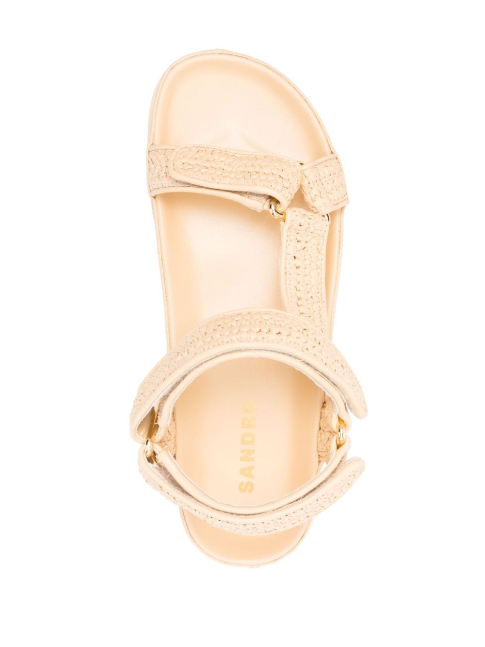 Shop Sandro Woven-raffia Touch-strap Sandals In Neutrals