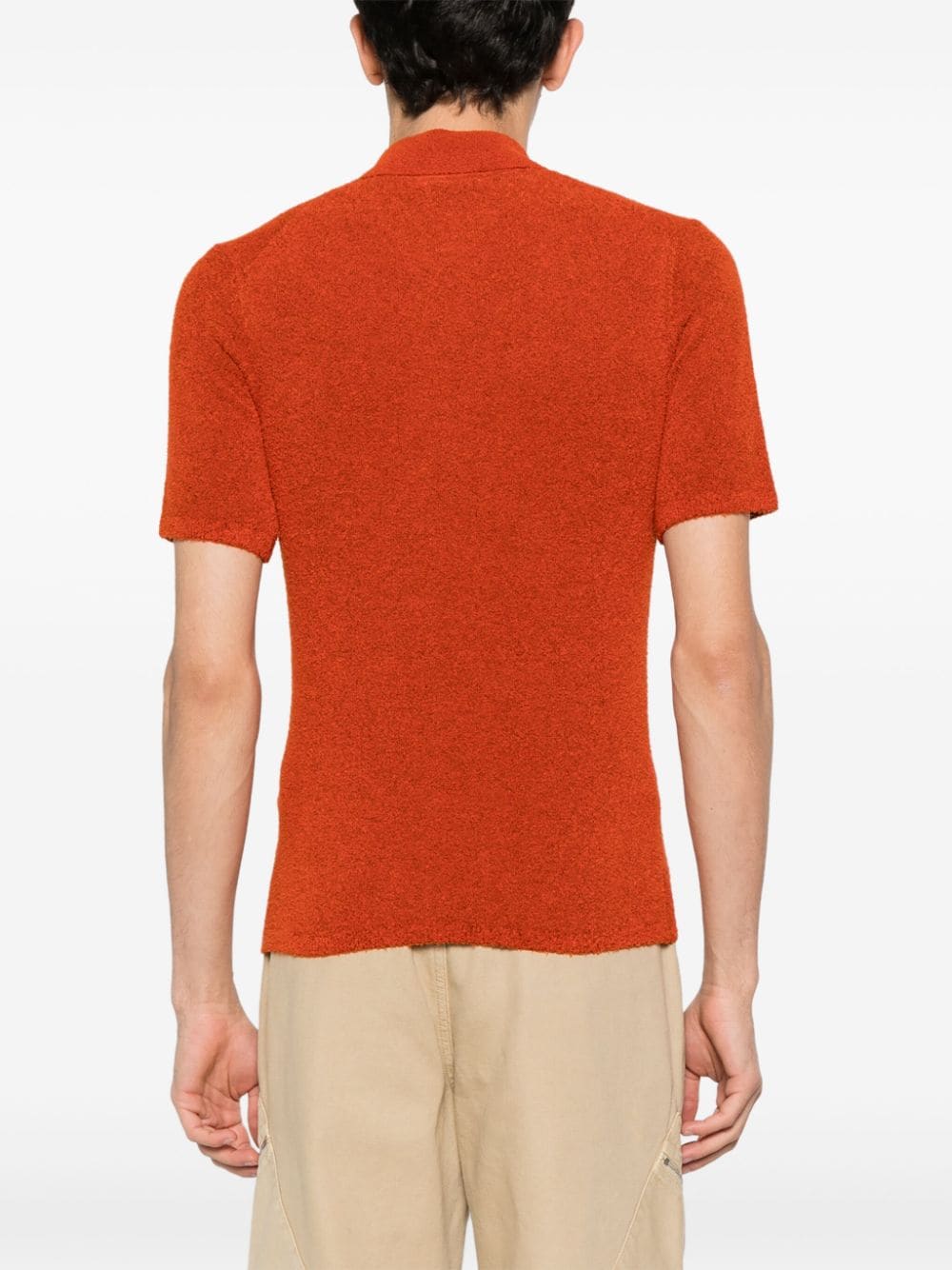 Shop Sandro Terry-knit Polo Shirt In Orange