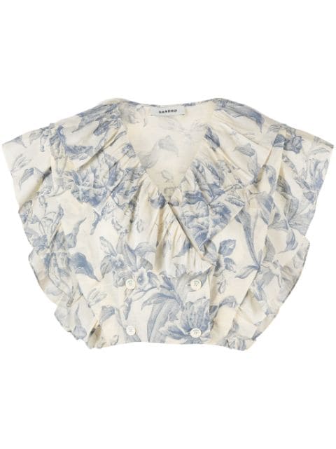 SANDRO Josey floral-print blouse