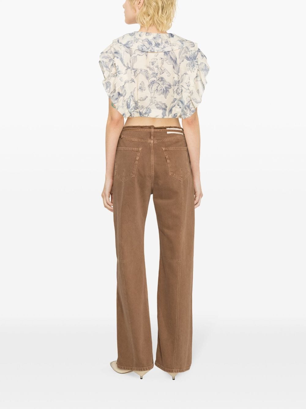 Shop Sandro Josey Floral-print Blouse In Neutrals