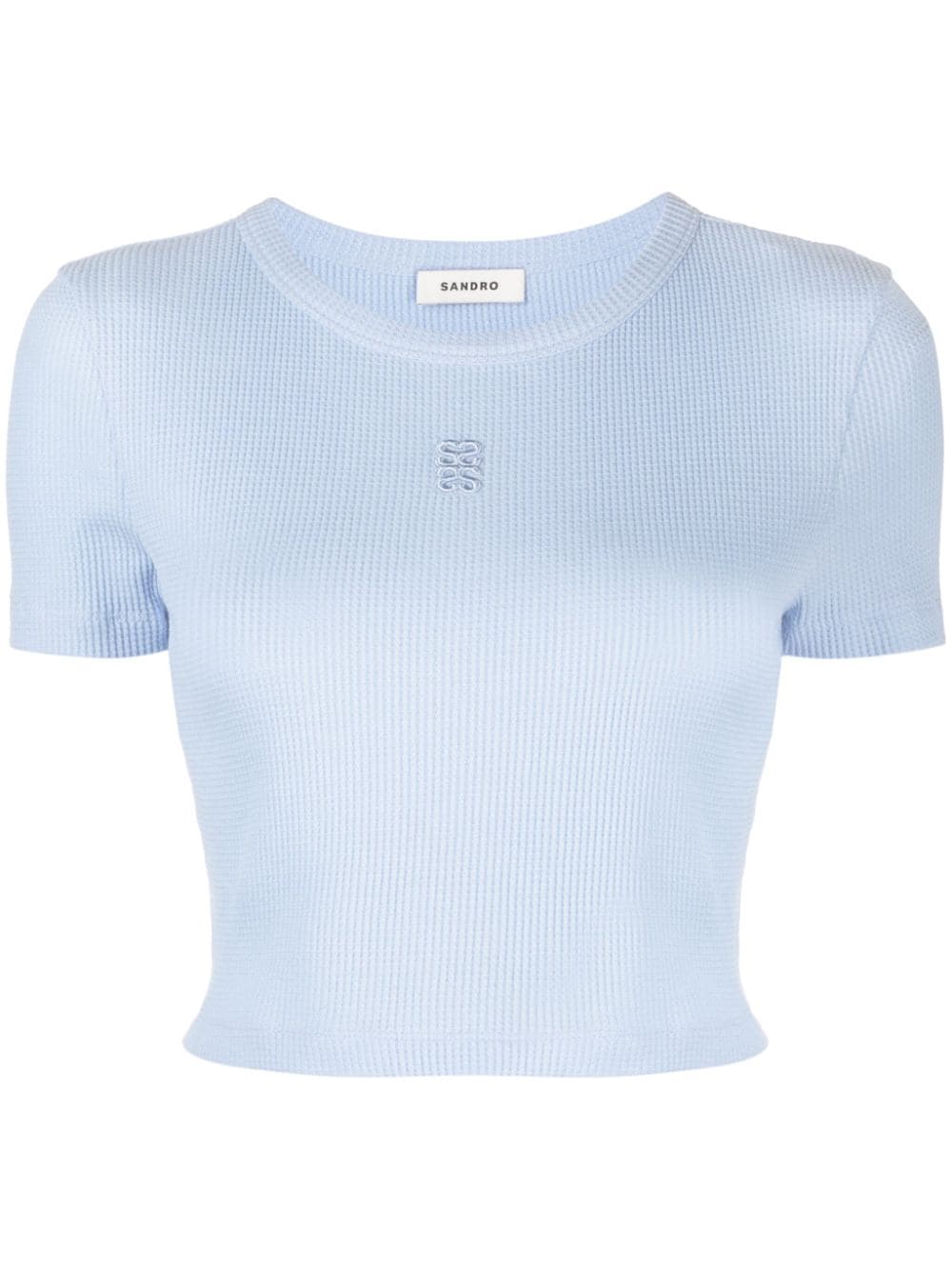 SANDRO Cropped-T-Shirt mit Logo - Blau