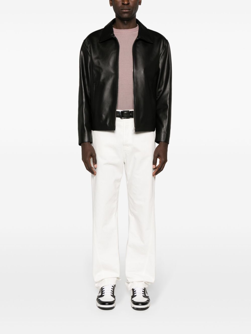 SANDRO zip-up leather jacket - Zwart