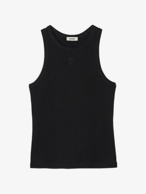 SANDRO logo-embroidered ribbed tank top