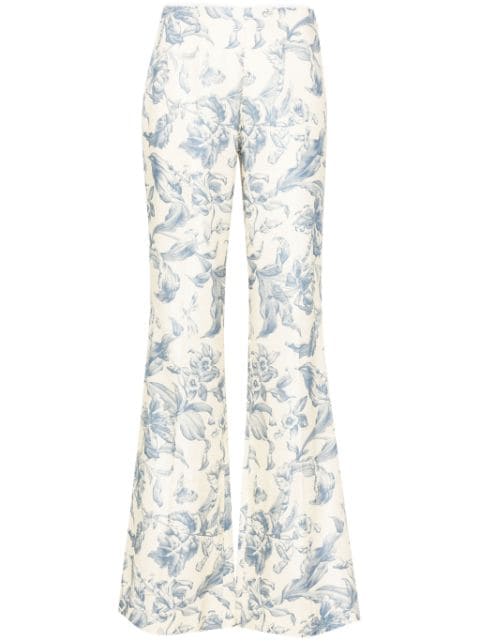 SANDRO floral-print flared trousers