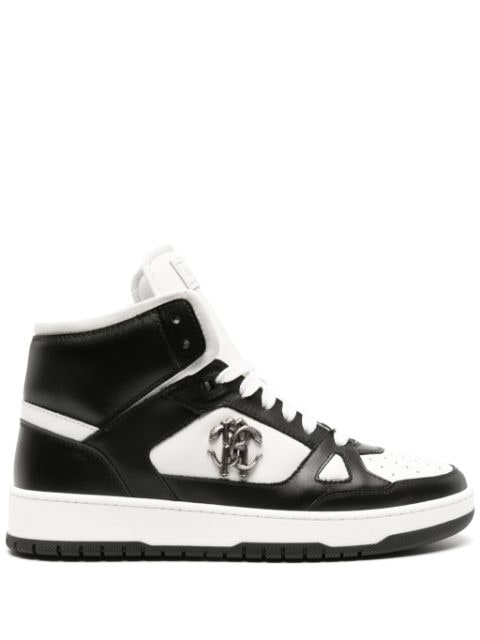 Roberto Cavalli Mirror Snake-embellished leather sneakers