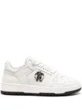 Roberto Cavalli Mirror Snake-embellished leather sneakers - White