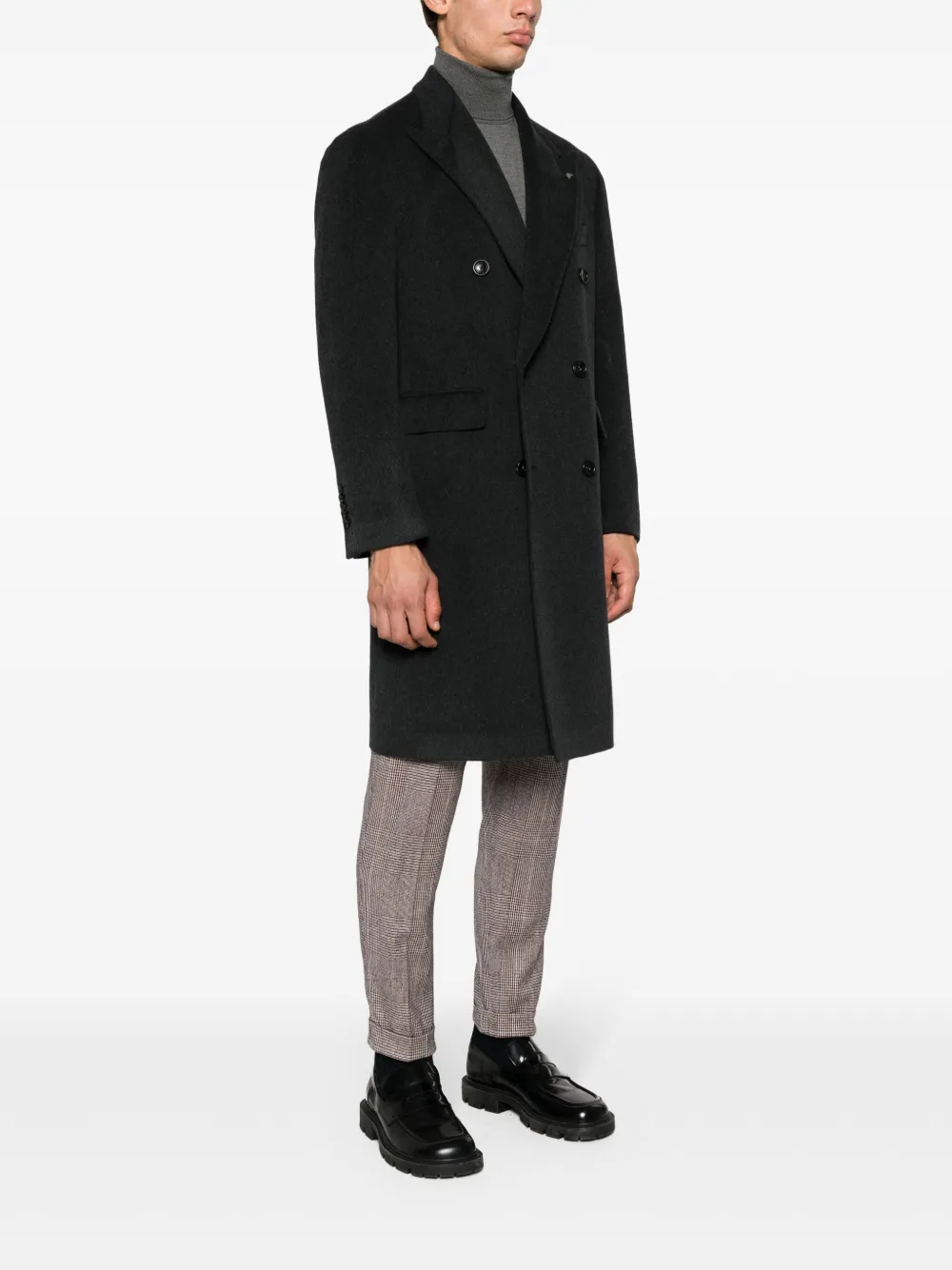 Tagliatore Peak-lapels Double-breasted Coat In Black