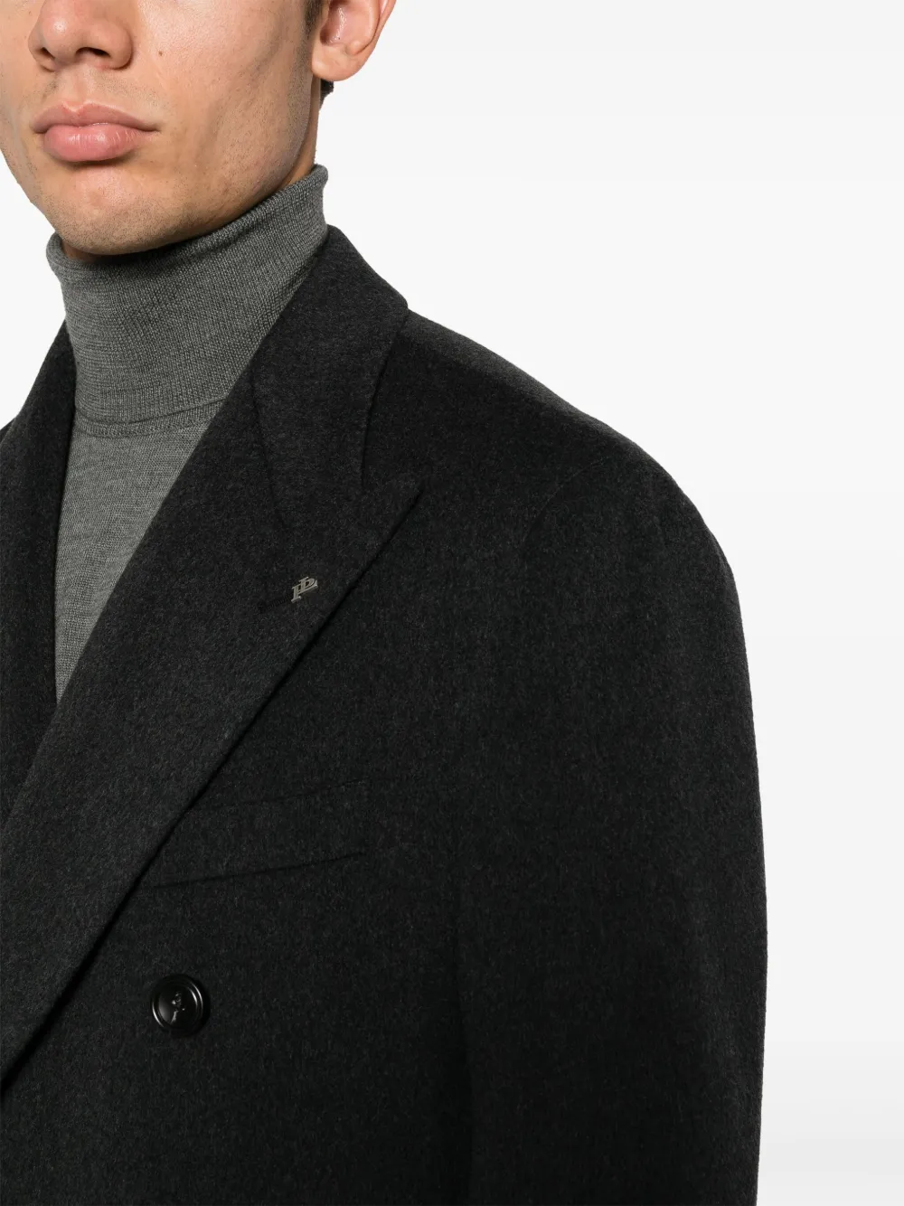 Tagliatore Peak-lapels Double-breasted Coat In Black
