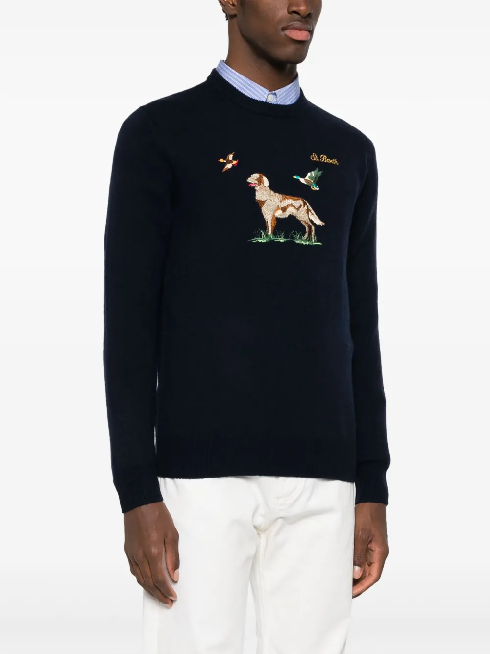 Mc2 Saint Barth Heron Country Dog Embroidered Jumper In 09779e Sb Country Dog61 Emb