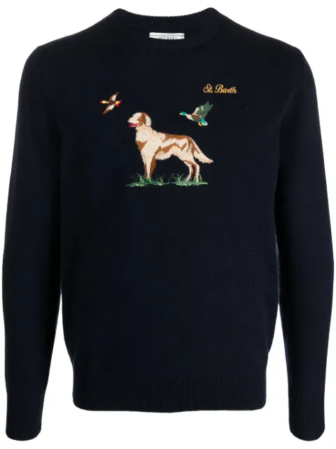 MC2 Saint Barth Heron Country Dog embroidered jumper
