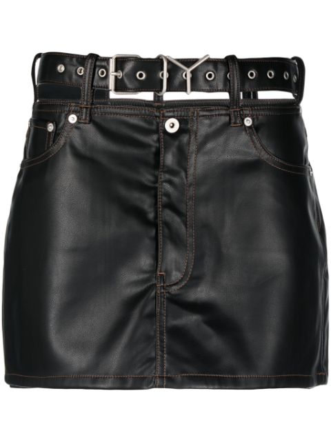 Y/Project Y-belt faux-leather mini skirt