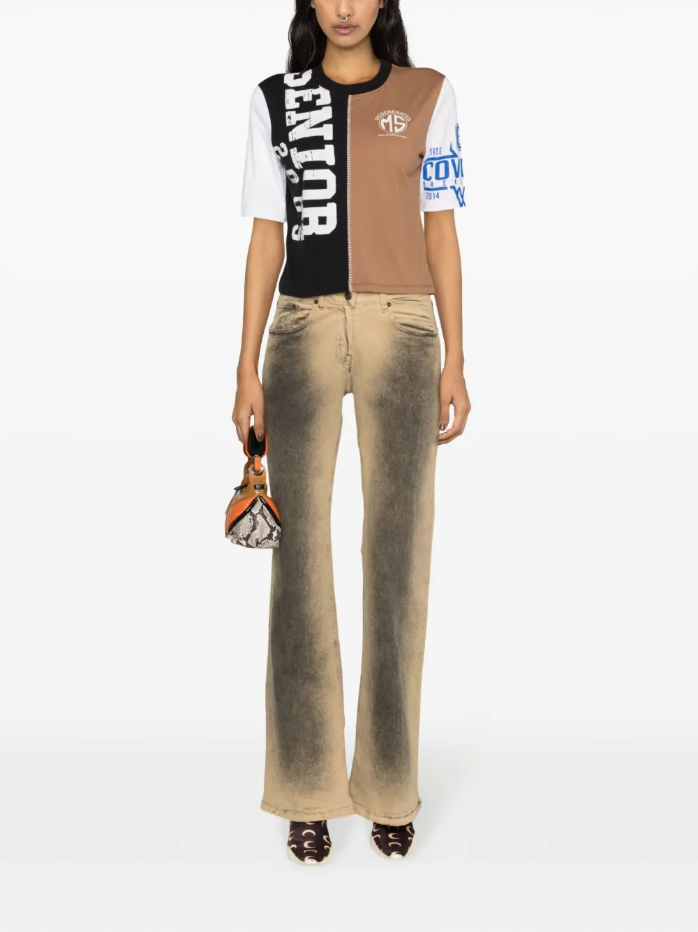 Marine Serre T-shirt met grafische print - Bruin