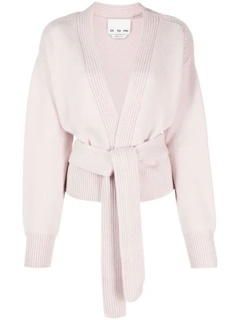 SA SU PHI belted ribbed-knit cardigan