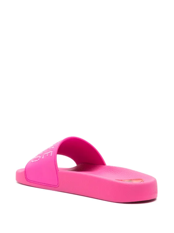 Love Moschino logo embellished pool slides women PVC PVC PVC 36 Pink