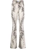 Mugler snakeskin-effect flared trousers - Neutrals