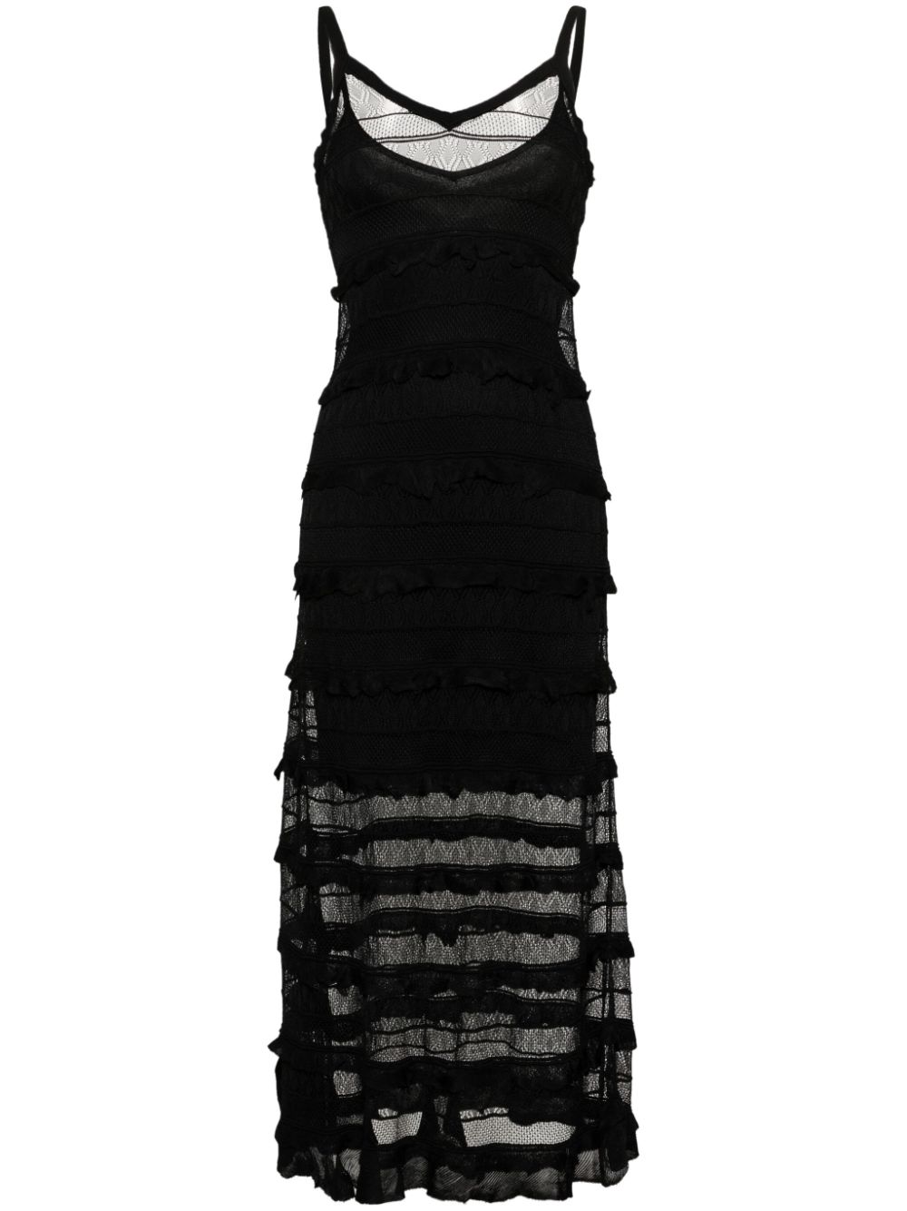 Sandro V-neck Lace Maxi Dress In Black