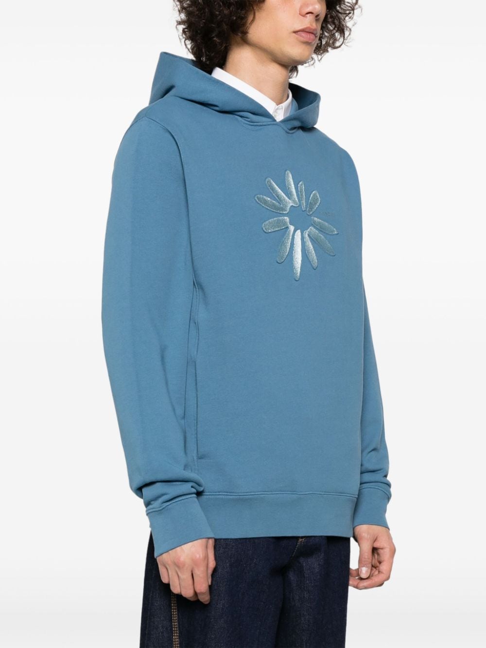 Shop Sandro Logo-print Slouch Hoodie In Blue