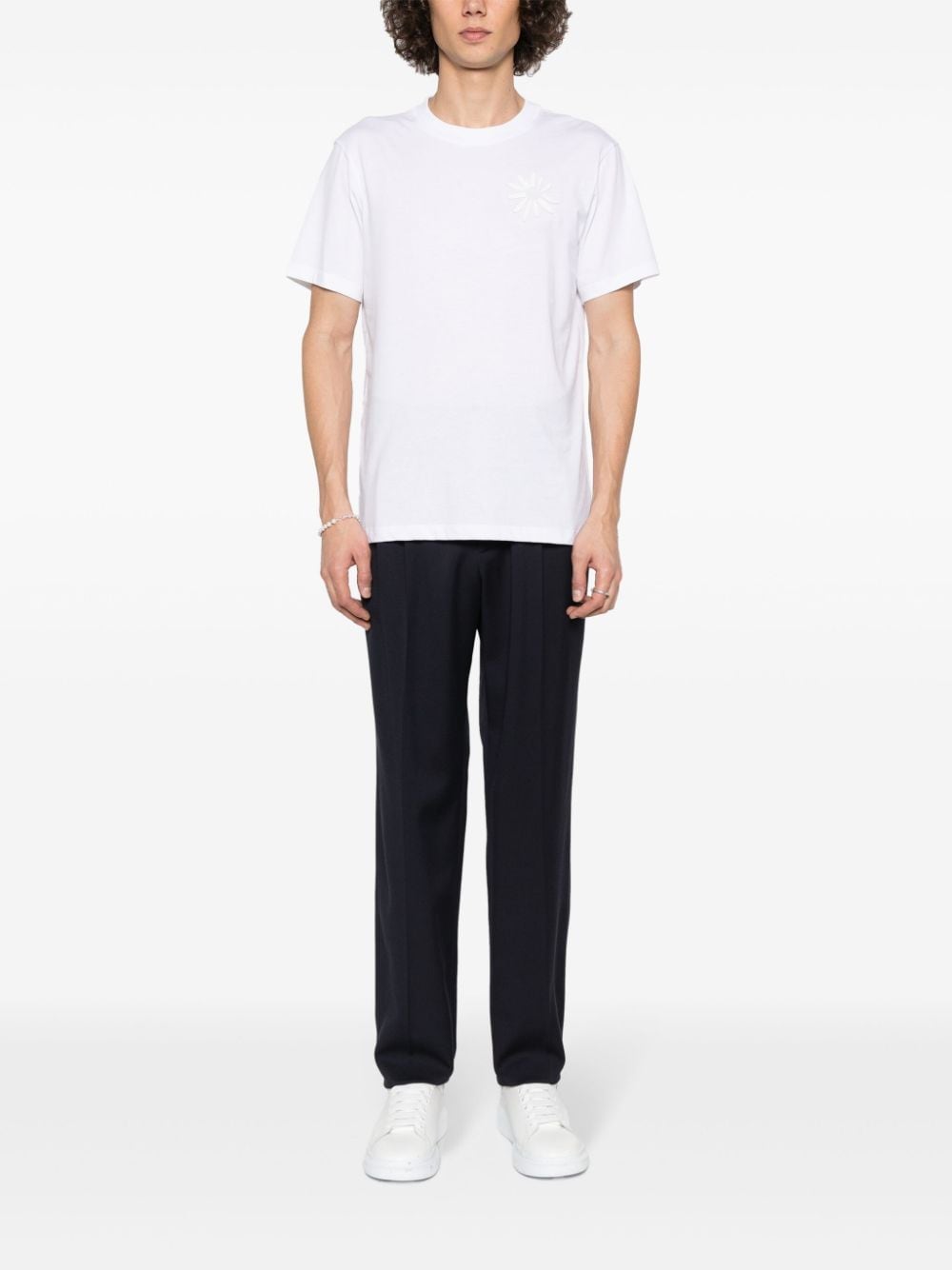 Shop Sandro Sun-motif Short-sleeve T-shirt In White