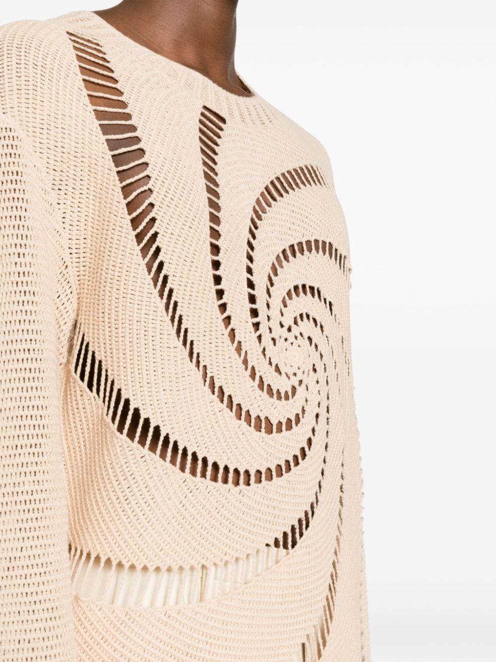 Shop Sandro Swirl-pattern Open-knit Jumper In Neutrals