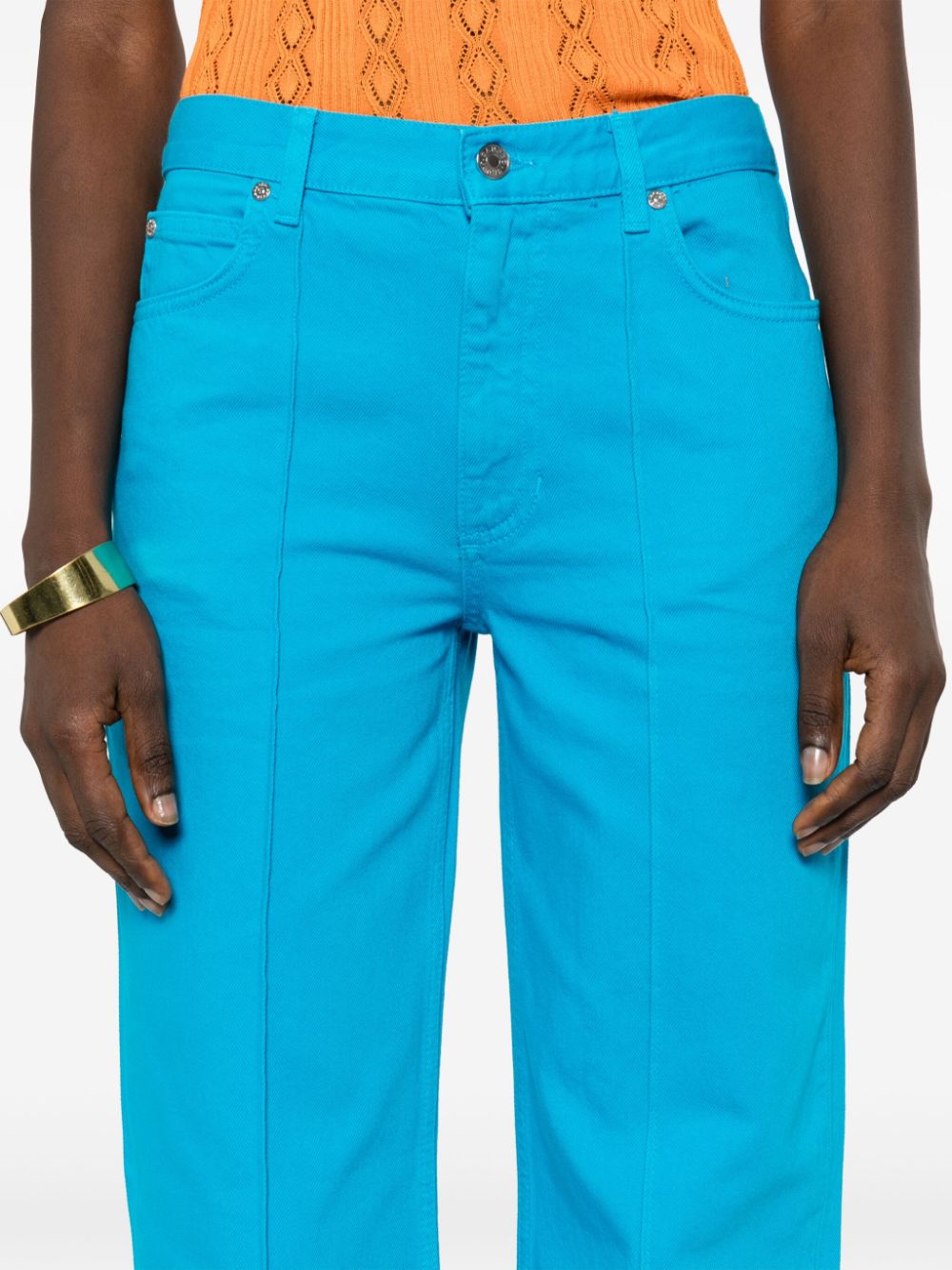 Shop Sandro Raised-seam Straight Jeans In Blue