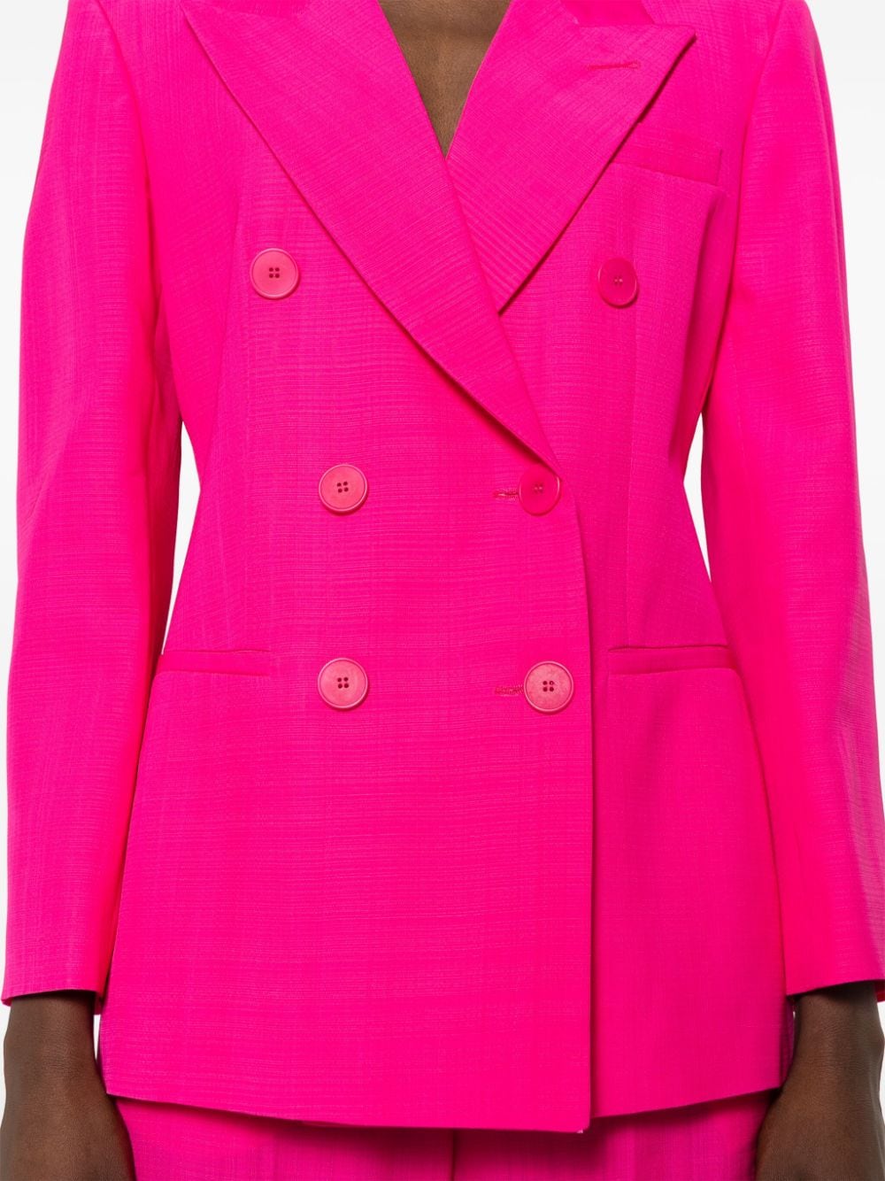 Shop Sandro Double-breasted Cotton Blazer In Pink