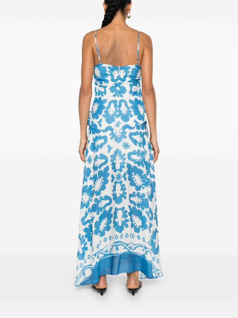 SANDRO Maxi-jurk met bloemenprint Blauw