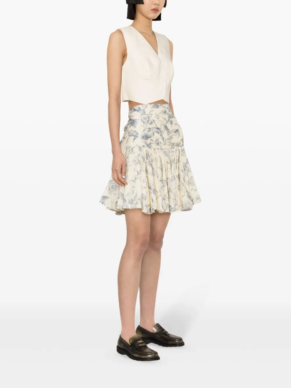 SANDRO floral-print Flared Skirt - Farfetch
