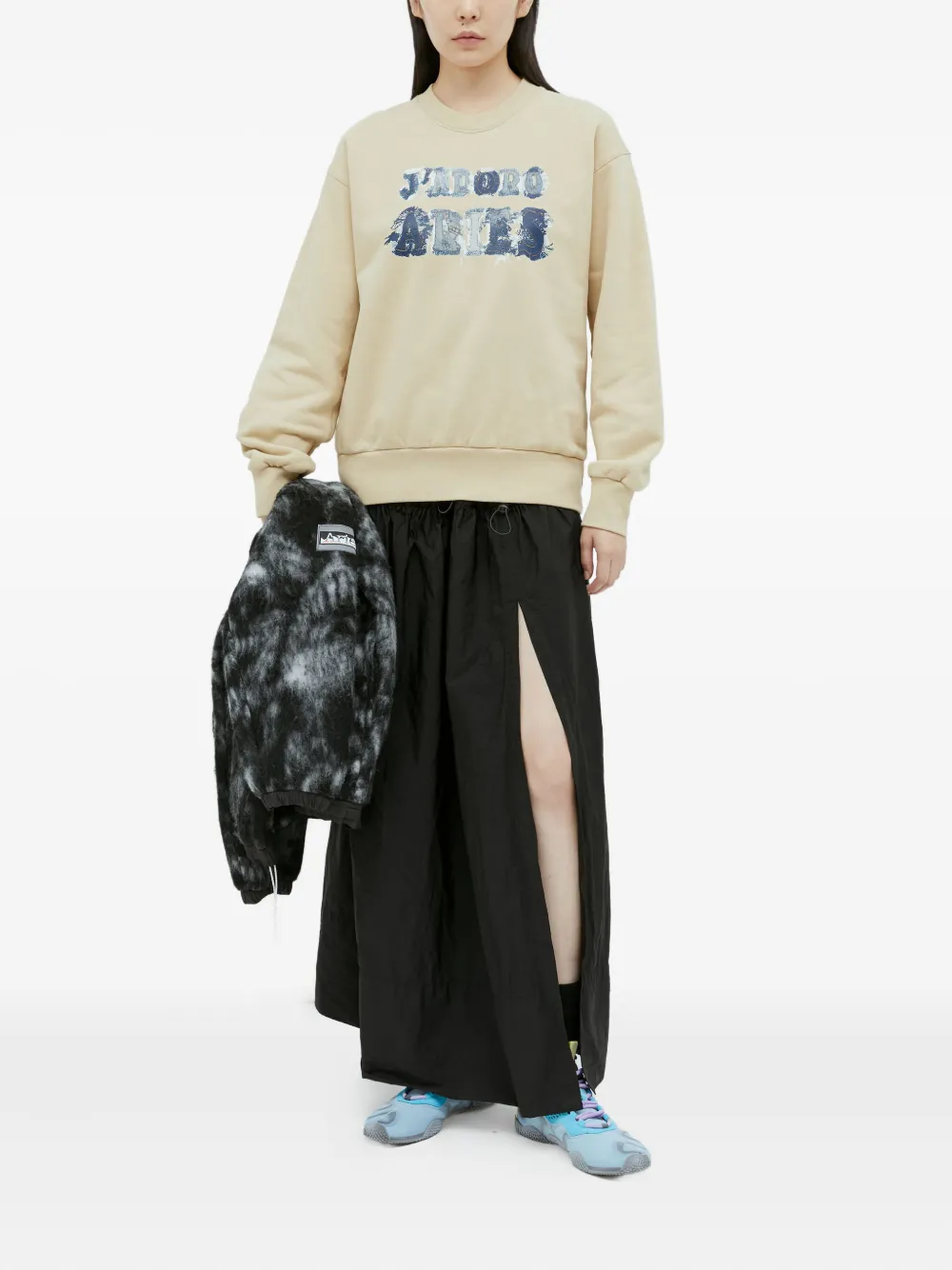 Aries J'adoro logo sweatshirt Beige