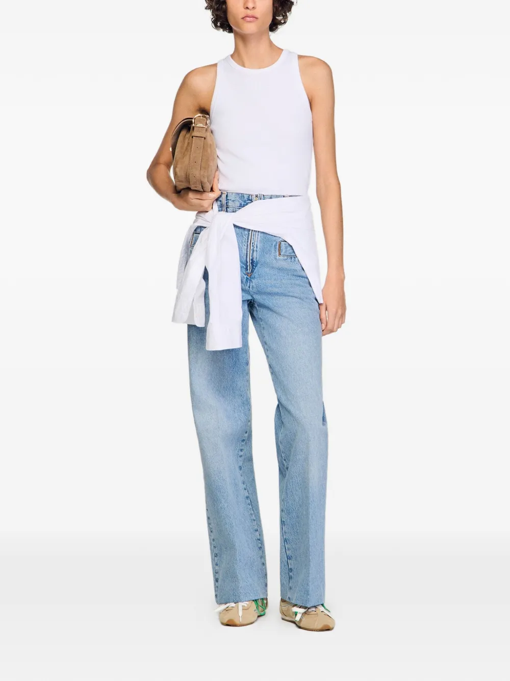 Sandro Top Con Logo Bordado - Blanco 