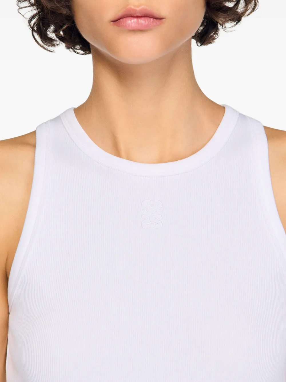 SANDRO Geribbelde tanktop Wit