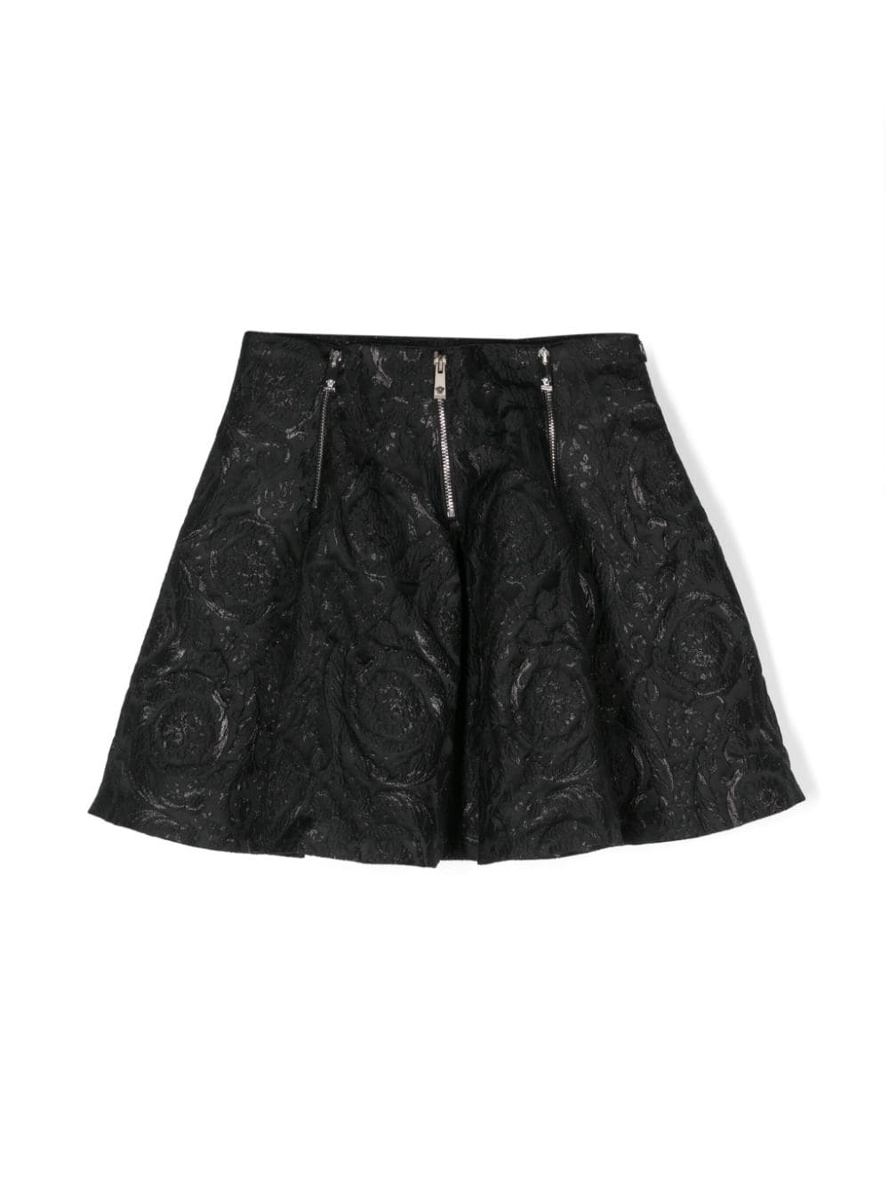 Versace Kids' Barocco Cloquet Miniskirt In Black