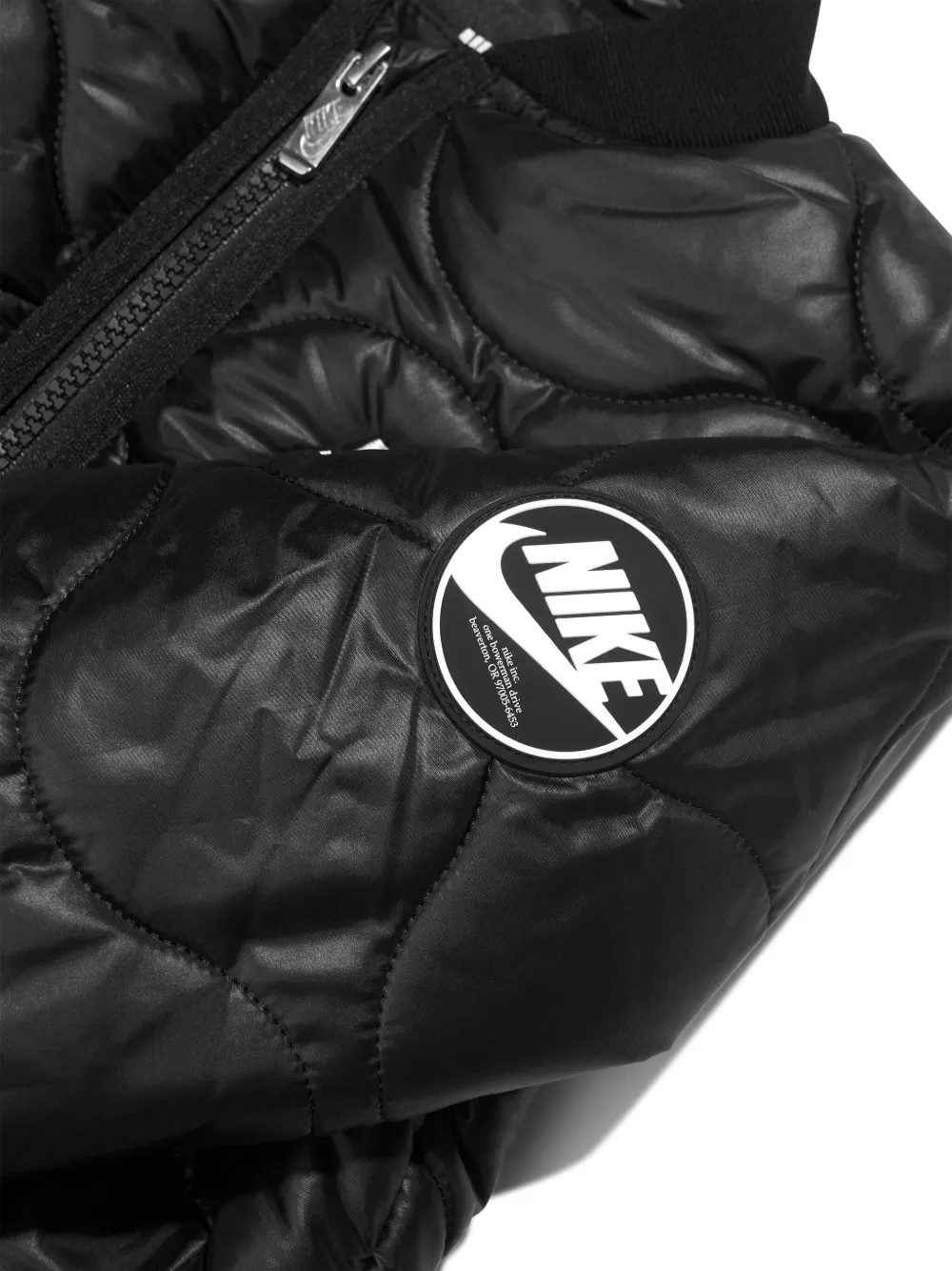 Nike Logo-print Quilted Bomber Jacket In Black