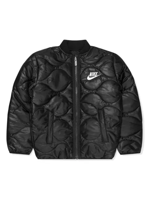 Nike Kids logo-print quilted bomber jacket