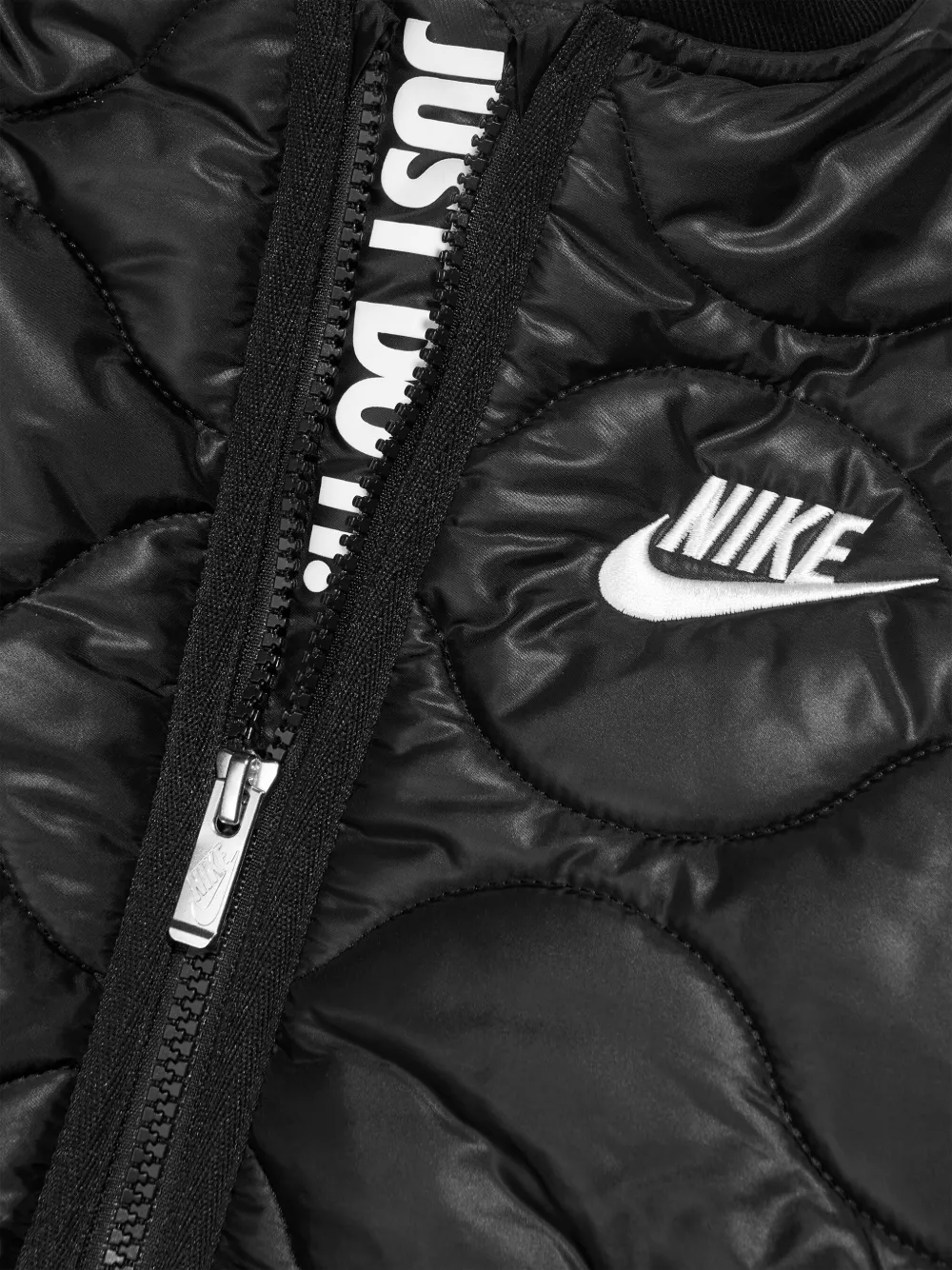 Nike Logo-print Quilted Bomber Jacket In Black