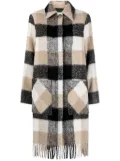 Woolrich plaid-check fringed-hem coat - Neutrals