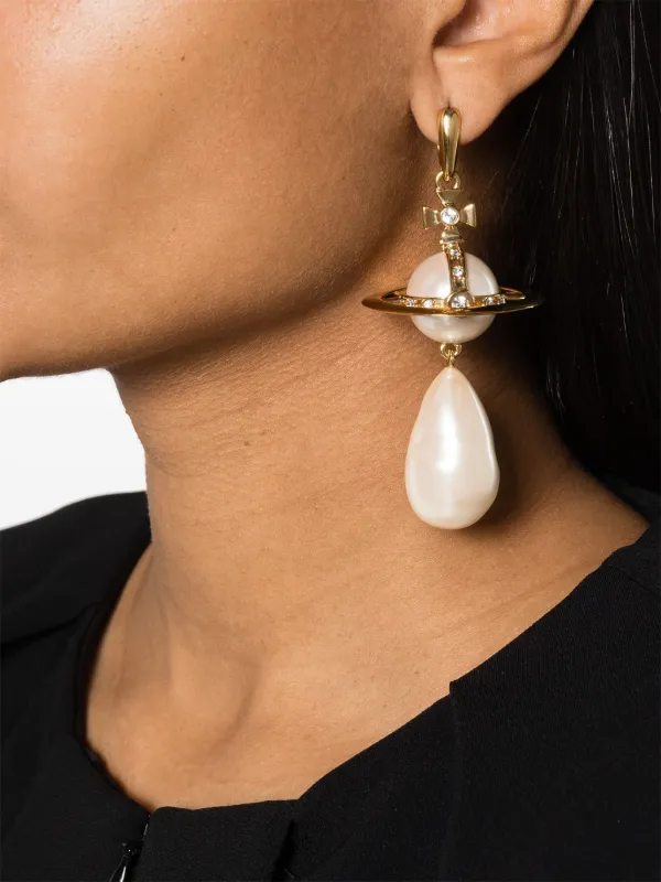 Dangle pearl sale earrings gold